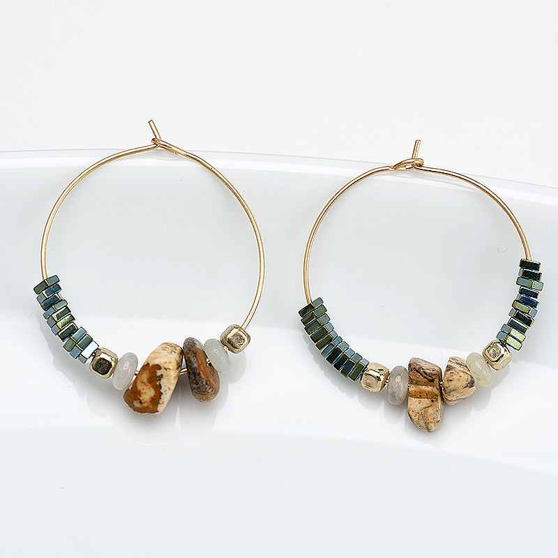 Nickel Free Gold Hoop Earrings Natural Stones Ore Beads from Earrings from Switzerland zella.ch