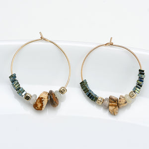 Nickel Free Gold Hoop Earrings Natural Stones Ore Beads from Earrings from Switzerland zella.ch