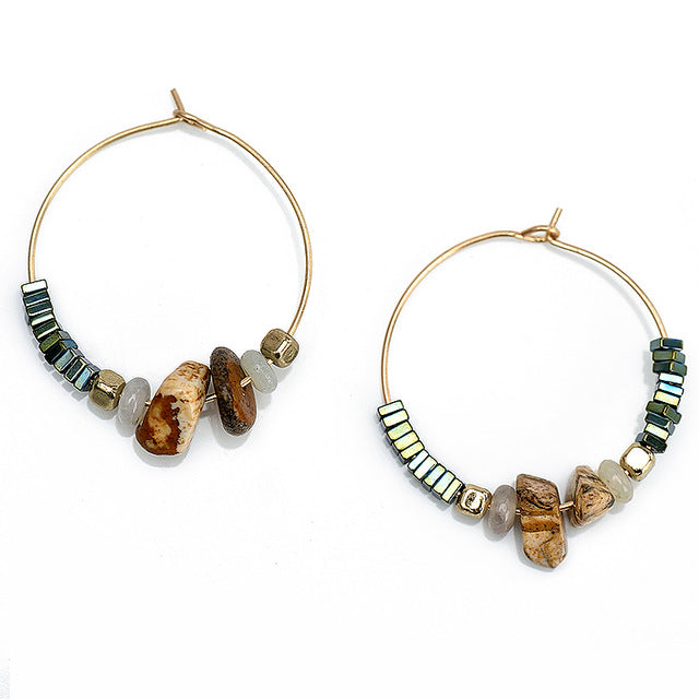 Nickel Free Gold Hoop Earrings Natural Stones Ore Beads from Earrings from Switzerland zella.ch