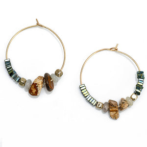 Nickel Free Gold Hoop Earrings Natural Stones Ore Beads from Earrings from Switzerland zella.ch