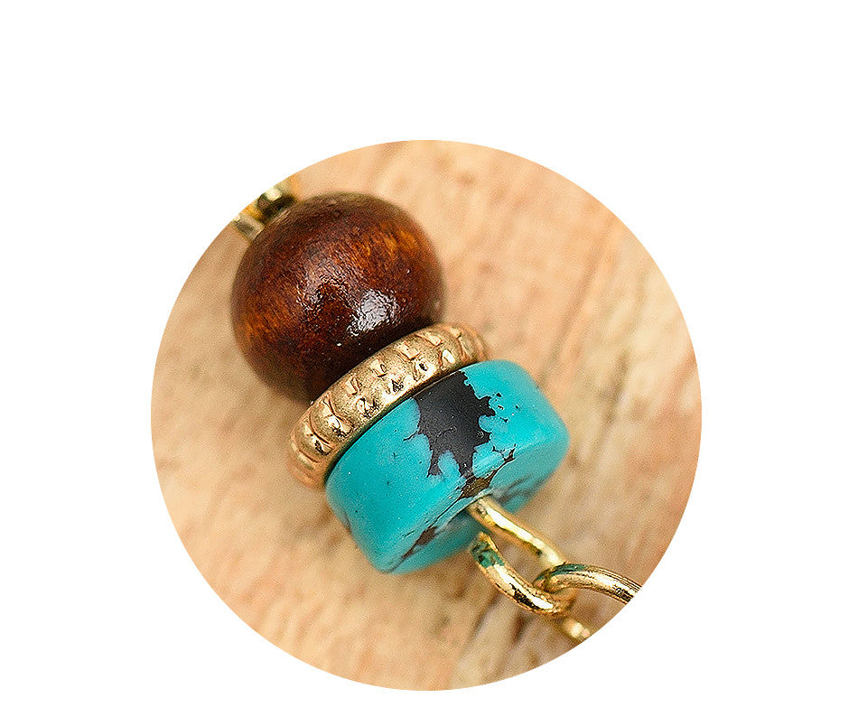 Blue Marbles Wooden Beads Cotton Tassel Nickel Free Gold Dangle Earrings from Switzerland zella.ch