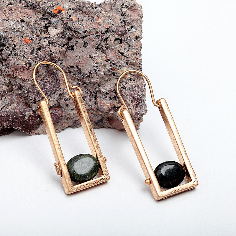 Natural Stone Ore Nickel Free Geometric Nickel Free Gold Drop Earrings from Switzerland zella.ch