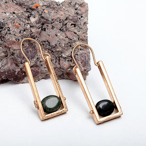 Natural Stone Ore Nickel Free Geometric Nickel Free Gold Drop Earrings from Switzerland zella.ch