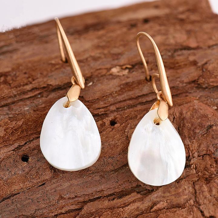 Natural Shell Nickel Free Gold Dangle Earrings from Switzerland zella.ch