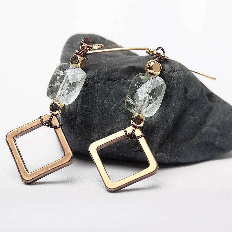 Natural Stone Nickel Free Gold Geometric Earrings from Switzerland Zella.ch