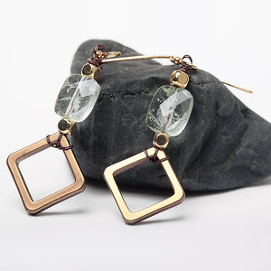 Natural Stone Nickel Free Gold Geometric Earrings from Switzerland Zella.ch