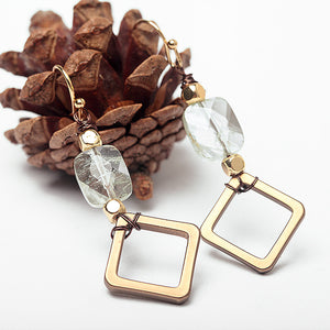 Natural Stone Nickel Free Gold Geometric Earrings from Switzerland Zella.ch