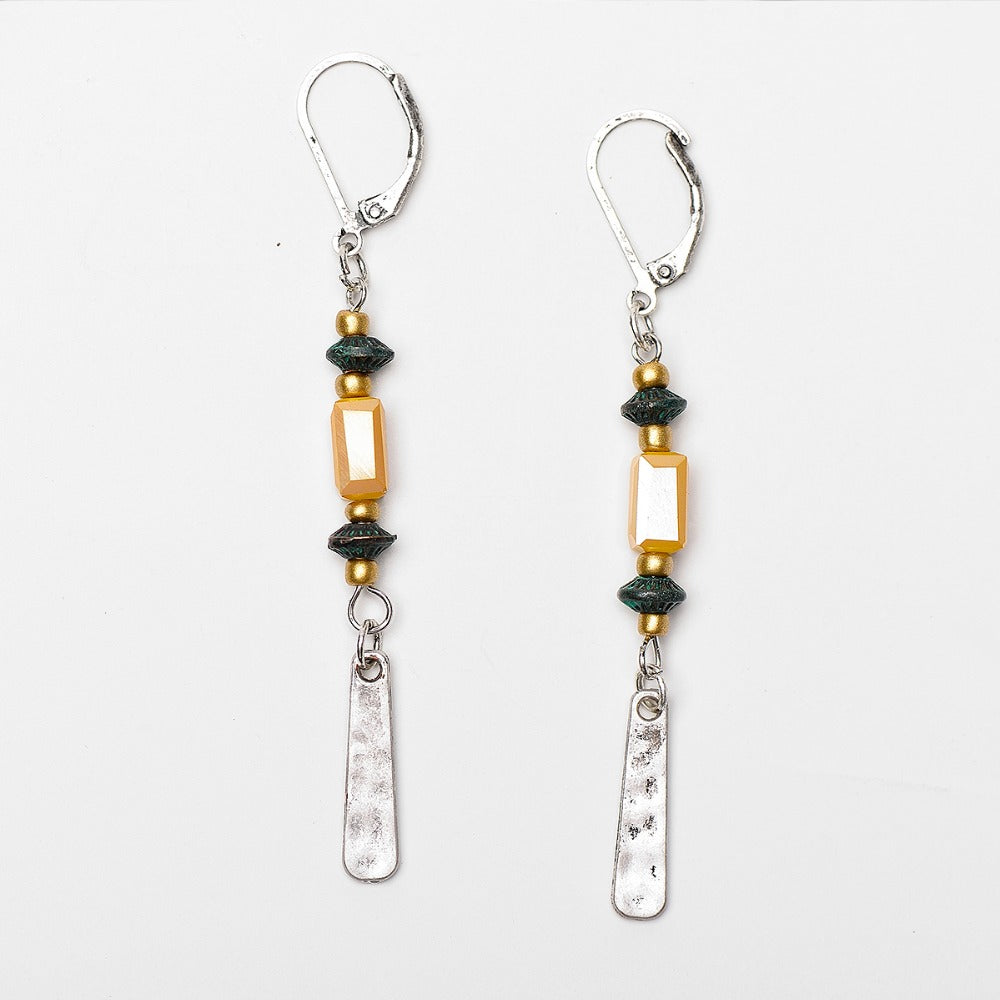 Retro Style Gold Acrylic Bead Nickel Free Dangle Earrings from Switzerland zella.ch