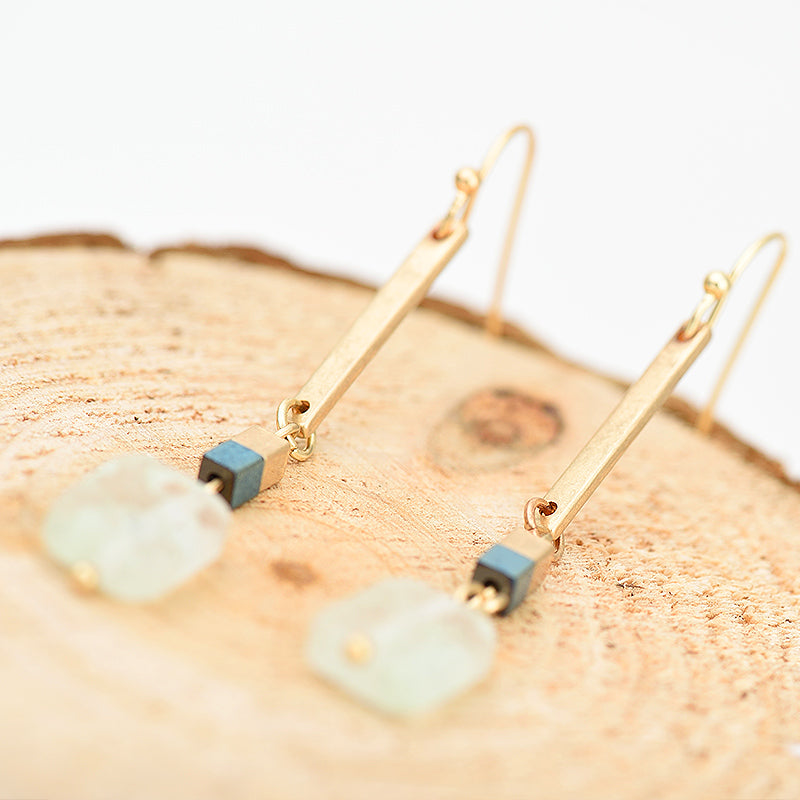 Nickel Free Natural Stone Gold Hook Earrings Natural Stone Beads from Switzerland Zella.ch
