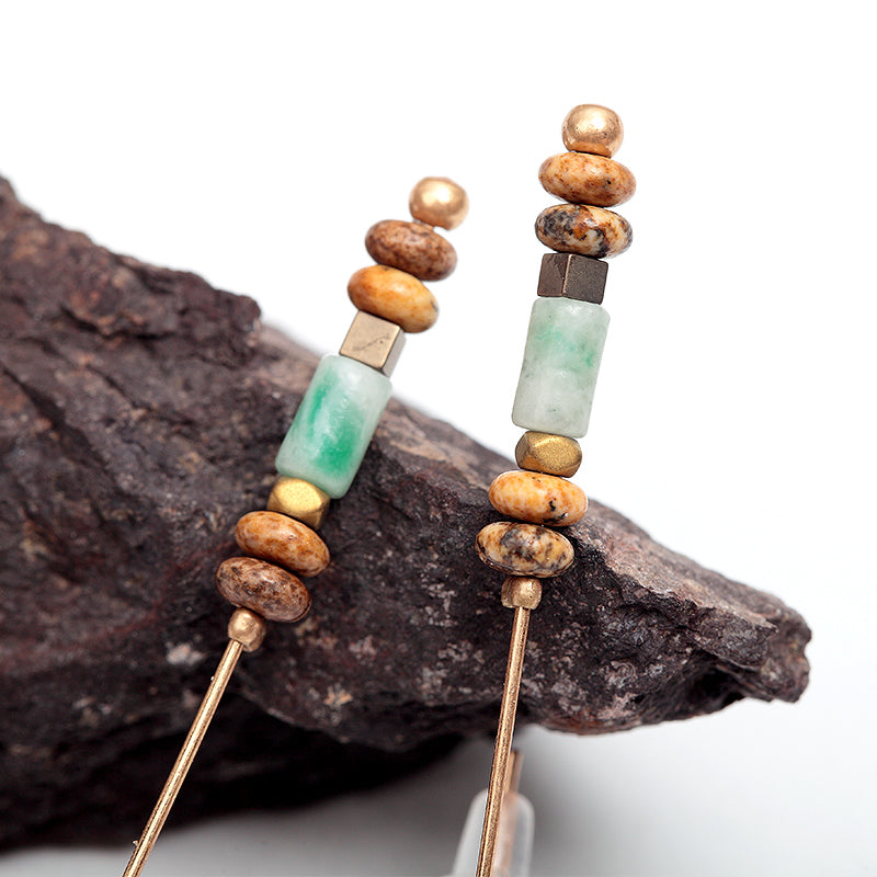 Natural Stone Marble Beads Nickel Free Gold Hook Drop Earrings from Switzerland zella.ch