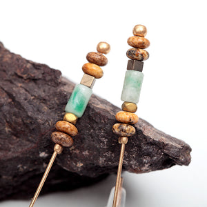 Natural Stone Marble Beads Nickel Free Gold Hook Drop Earrings from Switzerland zella.ch