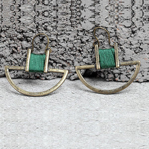 Nickel Free Geometric Antique Gold Cotton Thread Wrapped Drop Earrings from Switzerland zella.ch
