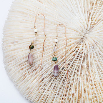 Colorful Natural Beads Line Drop Nickel Free Drop Earrings from Switzerland zella.ch