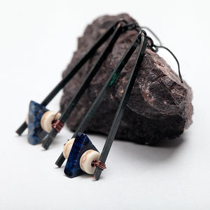 Triangle Shape Patina Natural Stone Nickel Free Drop Earrings from Switzerland zella.ch