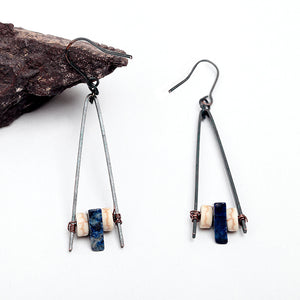 Triangle Shape Patina Natural Stone Nickel Free Drop Earrings from Switzerland zella.ch