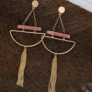 Pink Resin Nickel Free Gold Tassel Drop Earrings from Switzerland zella.ch