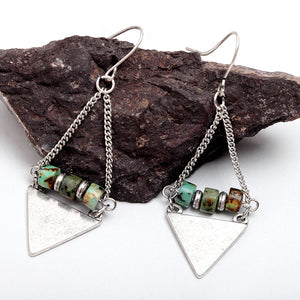 Nickel Free Natural Stone Beads Triangle design Drop Earrings from Switzerland ZELLA.CH