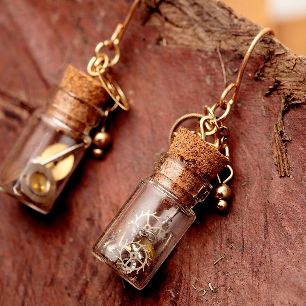 Glass Bottle Nickel Free Metal Dangle Earrings Natural Stone Beads from Switzerland ZELLA.CH