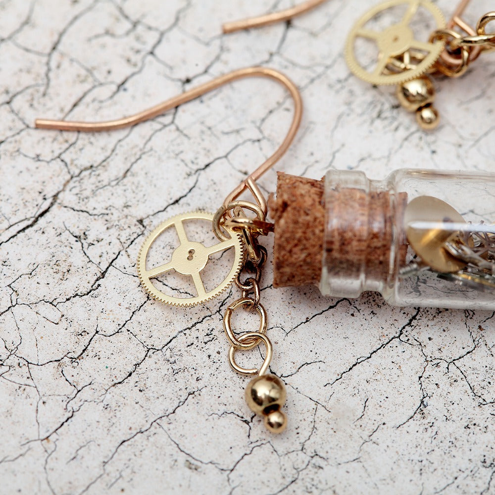 Glass Bottle Nickel Free Metal Dangle Earrings Natural Stone Beads from Switzerland ZELLA.CH
