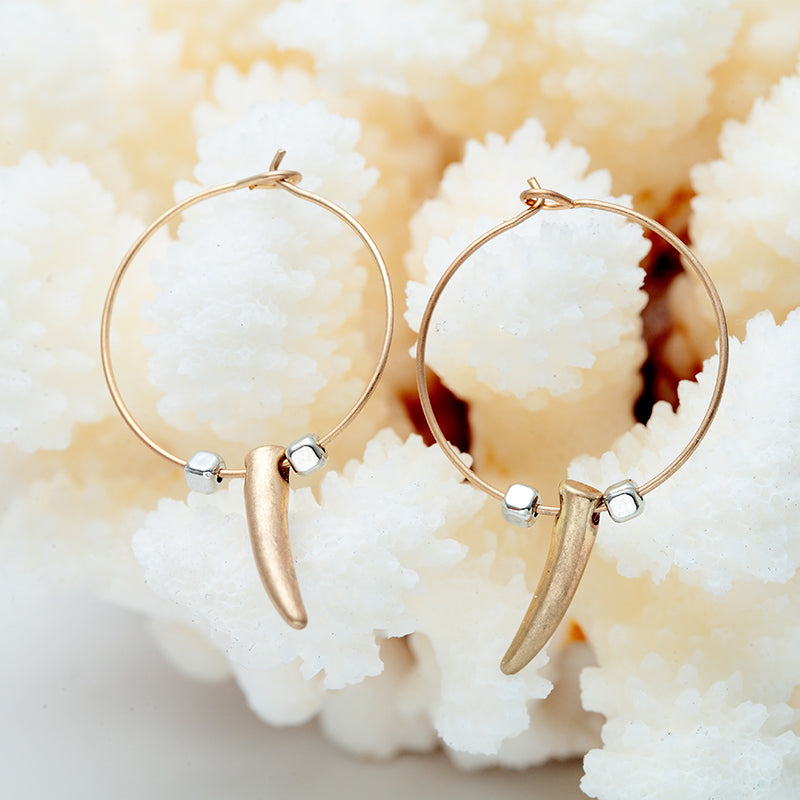 Gold Metal Horn Nickel Free Gold Hoop Earrings from Switzerland zella.ch