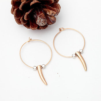 Gold Metal Horn Nickel Free Gold Hoop Earrings from Switzerland zella.ch