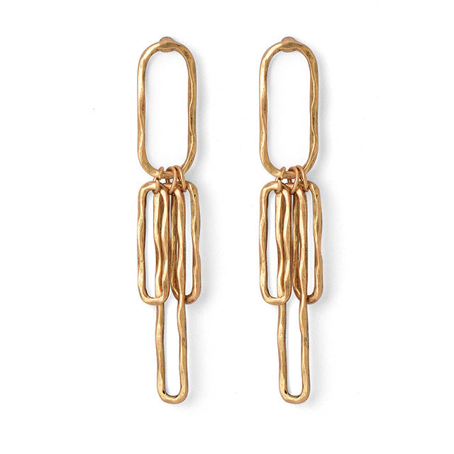 Nickel Free Antique Gold Silver Geometric Dangle Earrings from Switzerland zella.ch