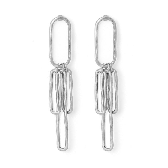 Nickel Free Antique Gold Silver Geometric Dangle Earrings from Switzerland zella.ch