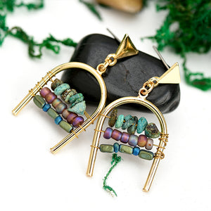 Nickel Free Multiple Color Natural Stone Beads Gold Dangle Earrings from Switzerland zella.ch