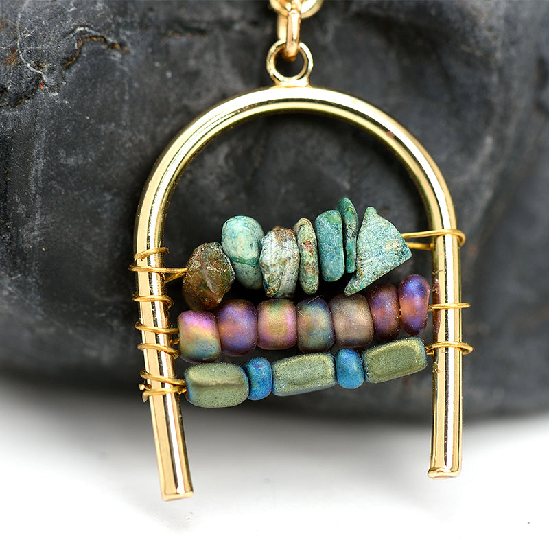 Nickel Free Multiple Color Natural Stone Beads Gold Dangle Earrings from Switzerland zella.ch