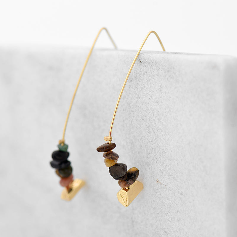 Nickel Free Natural Earth Tone Stone Gold Hook Earrings from Switzerland ZELLA.CH