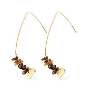 Nickel Free Natural Earth Tone Stone Gold Hook Earrings from Switzerland ZELLA.CH