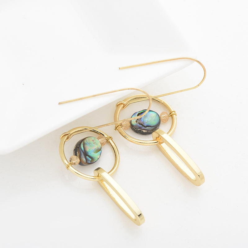 Nickel Free Gold Copper Natural Abalone Shell Dangle Earrings from Switzerland zella.ch