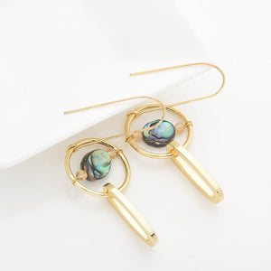 Nickel Free Gold Copper Natural Abalone Shell Dangle Earrings from Switzerland zella.ch
