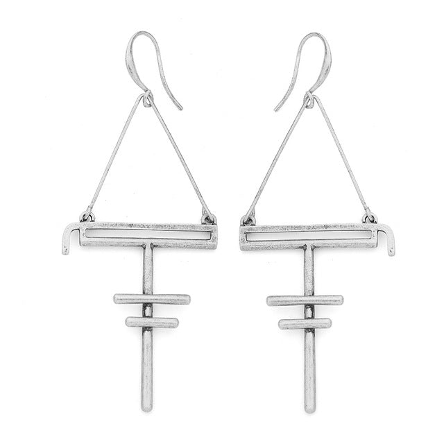 Nickel Free Ethnic Style Antique Gold Silver Geometric Dangle Earrings from Switzerland zella.ch