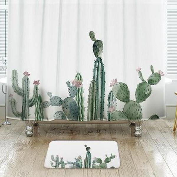 Shower Curtains Tropical Cactus Print - ALIA - 3 SIZES