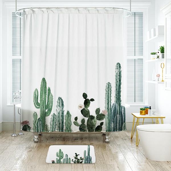 Shower Curtains Tropical Cactus Print - ABBY - 3 SIZES