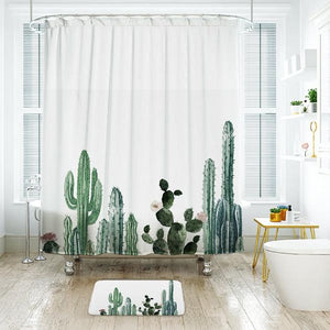 Shower Curtains Tropical Cactus Print - ABBY - 3 SIZES