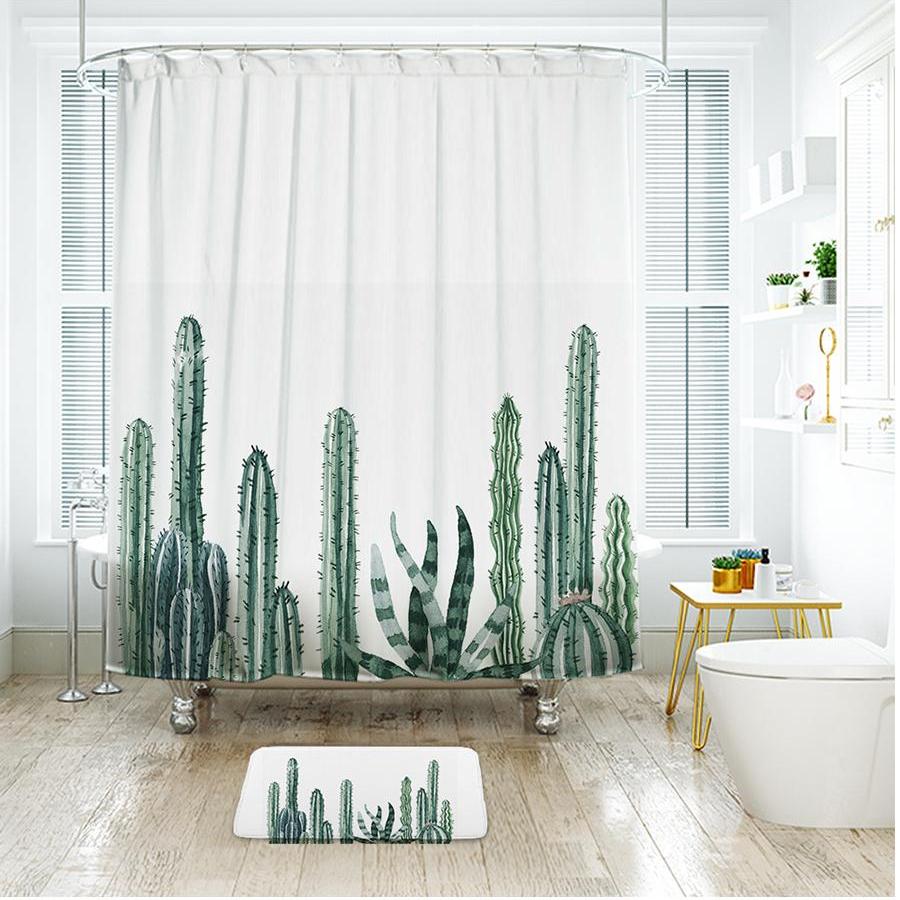 Shower Curtains Tropical Cactus Print - ALMA - 3 SIZES