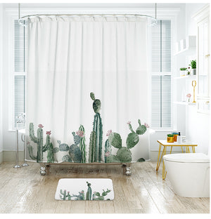 Shower Curtains Tropical Cactus Print - ALIA - 3 SIZES