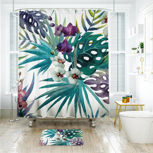 Shower Curtains Tropical Flower Print - BINA - 3 SIZES