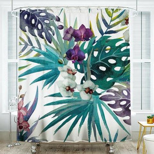 Shower Curtains Tropical Flower Print - BINA - 3 SIZES