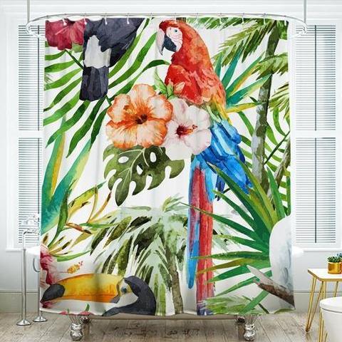 Shower Curtains Tropical Birds Print - BREA - 3 SIZES