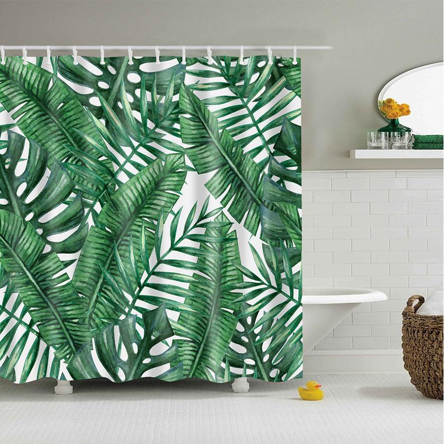 Shower Curtains Leafy Print - AYLA - 3 SIZES