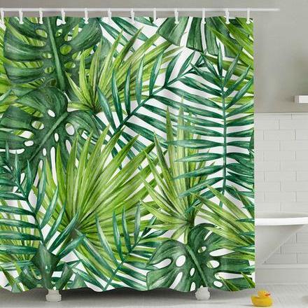 Shower Curtains Leafy Print - AVIS - 3 SIZES