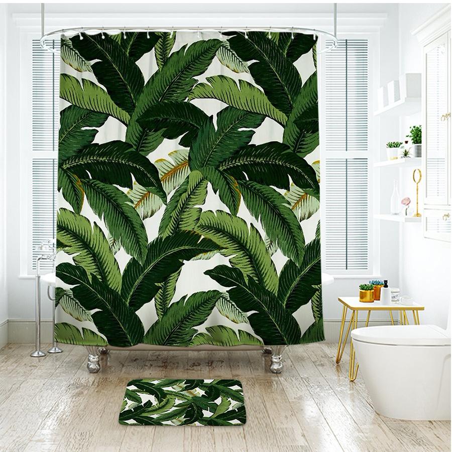 Shower Curtains Banana Leaf Print - AVIE - 3 SIZES