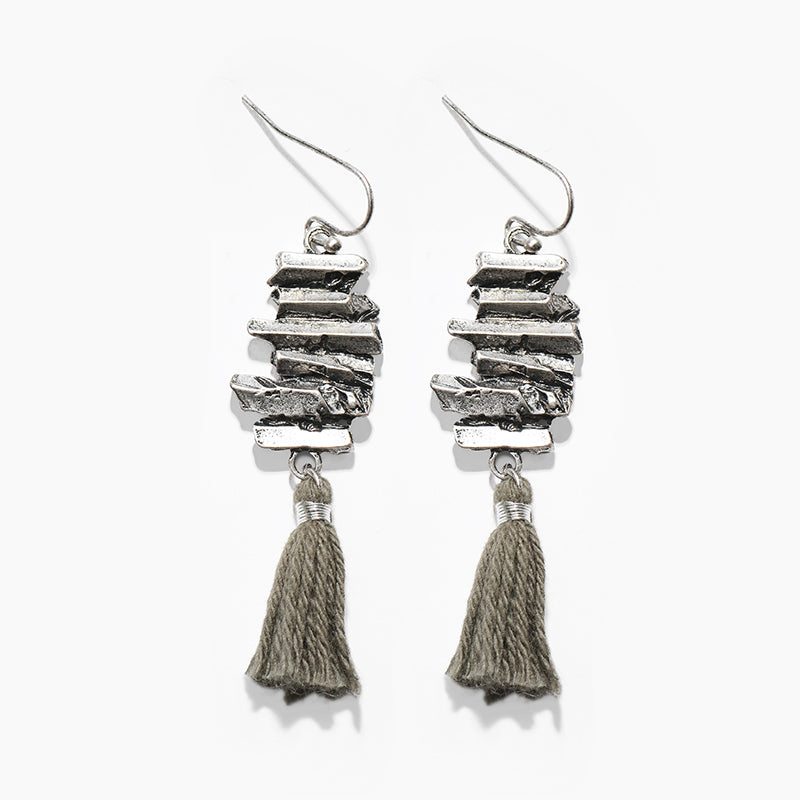 Boho Tassel Cotton Thread Dangle Earrings Zinc Alloy Nickel Free Antique Gold Silver from Switzerland