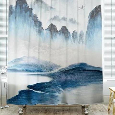Shower Curtains Landscape Painting Print - ARIA - 3 SIZES