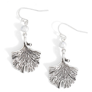 Nickel Free Metal Gold Antique Silver Leaf Earrings Natural Fresh Water Pearl from Switzerland zella.ch