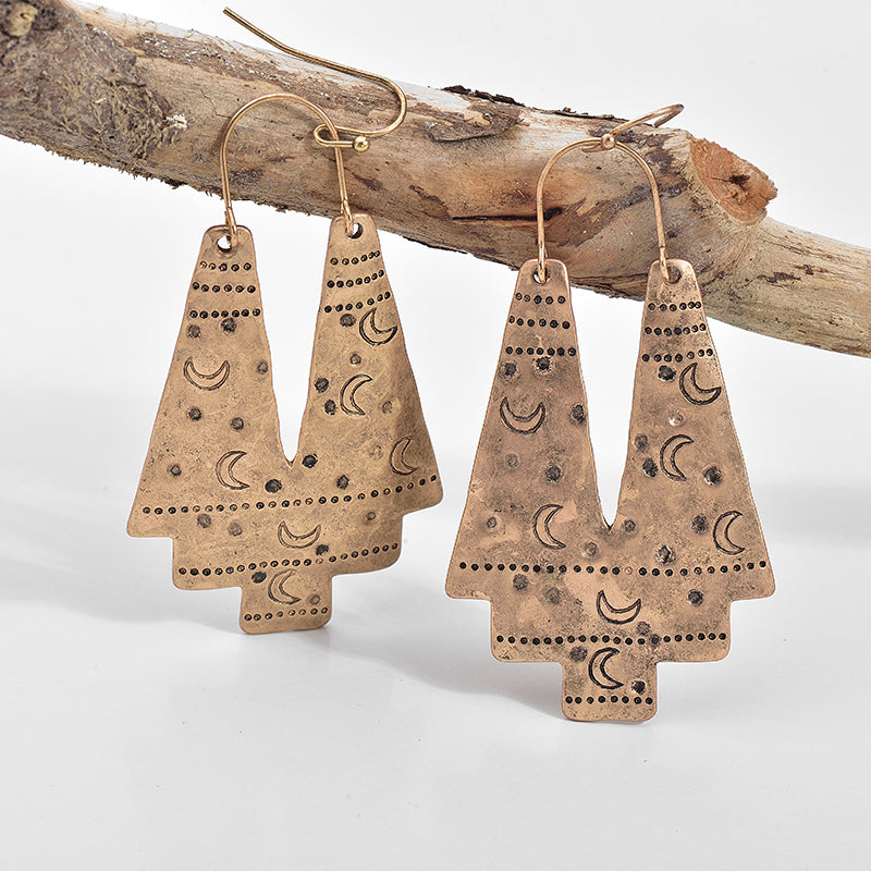 Nickel Free Ethnic Style Antique Gold Silver Dangle Earrings from Switzerland
