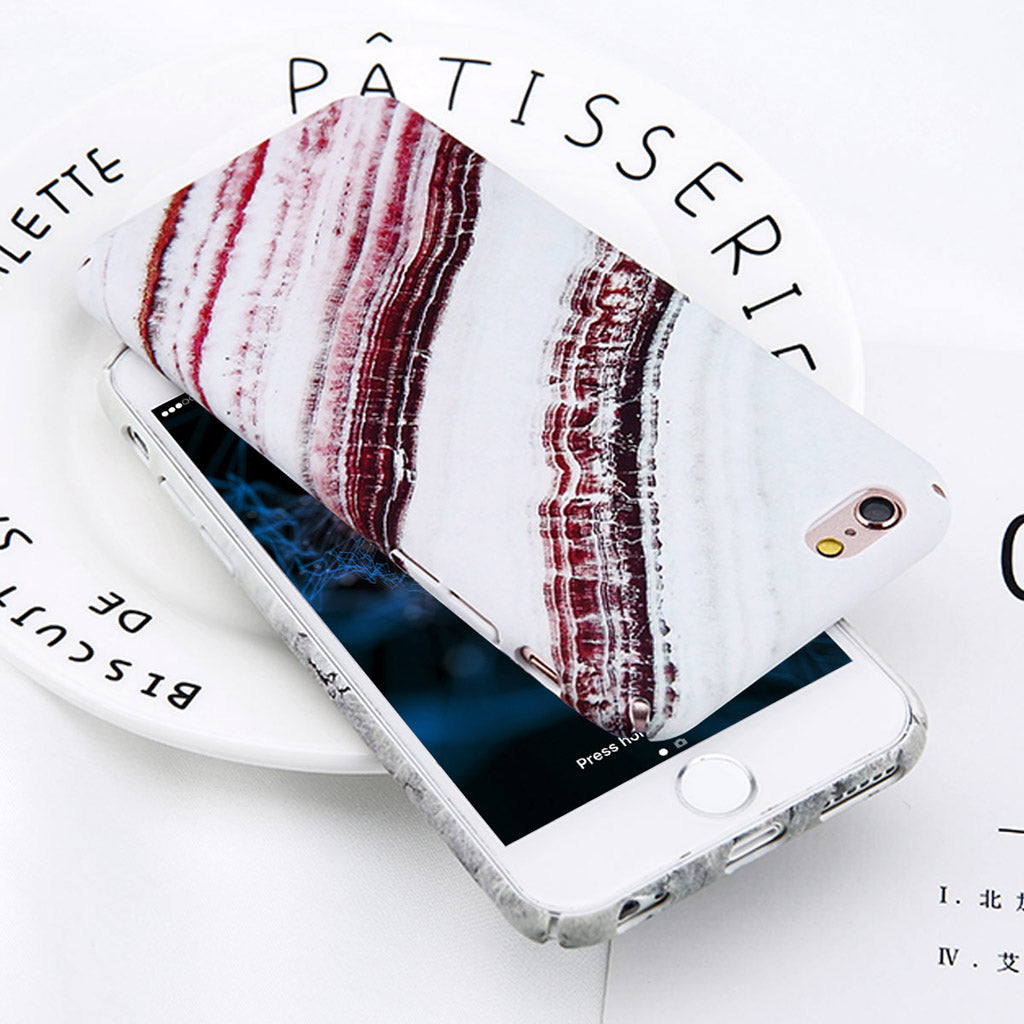 White Maroon Marble iPhone Case - MOR